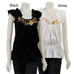 RXB Women's Short-sleeve Embroidered Blouse