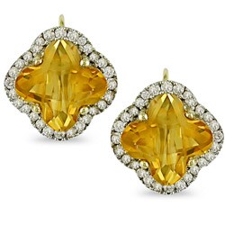 14k Gold Citrine and 1/2ct TDW Diamond Earrings (I-J, I2-I3)