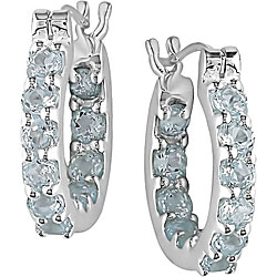 Sterling Silver Aquamarine Huggie Earrings
