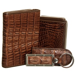 Croton 4-piece Crocodile Brown Mens Wallet Set Croton 4-piece Crocodile Brown Mens Wallet Set