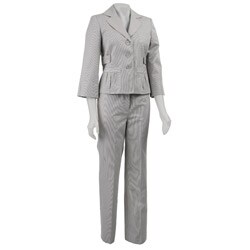 FINAL SALE Nine West Women's 2-piece Grey Mini Rib-stripe Suit