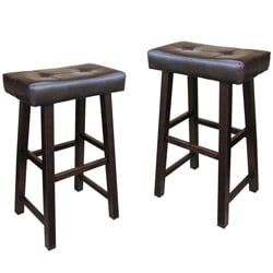 Bicast Leather 30-inch Saddle Barstools (Set of 2)