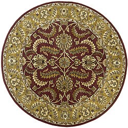 Kashan Burgundy Wool Rug (8' Round)