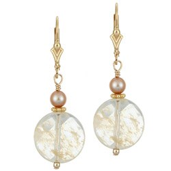 Charming Life Goldfill Champagne Quartz and Pearl Earrings