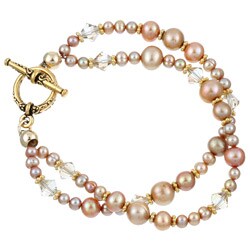 Charming Life 14k Goldfill Pearl and Crystal Bracelet (4-8.5 mm)