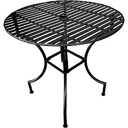 Iron Folding Round Black Patio Table with Umbrella Hole