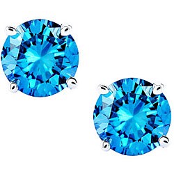 14k White Gold 2ct TDW Blue Diamond Stud Earrings (I1-I2)