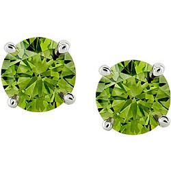 14k White Gold 1/2ct TDW Green Diamond Stud Earrings (SI-I)
