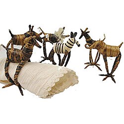 Set of 6 Banana Fiber Animal Napkin Rings (Kenya)