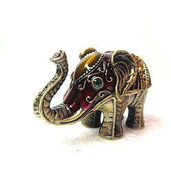 Red Elephant/ Amber Stone Jewelry Box