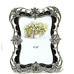 Black and Silver Fleur de Lis Photo Frame