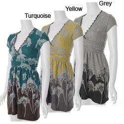 Funky People Women's Floral Print Crochet Trim Knit Dress