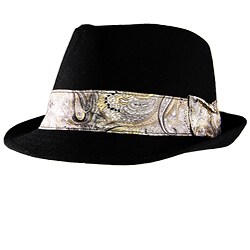 Yesac Unisex Black Wool Fedora Hat
