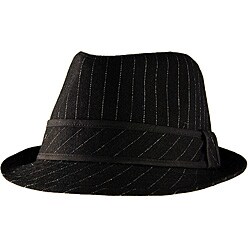 Yesac Unisex Black Pinstriped Wool Fedora Hat