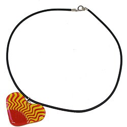 Fused Glass '1960s Rising Sun' Heart Pendant (Chile)