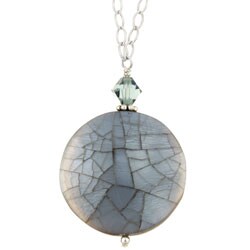 Silver Charming Life Grey Mother of Pearl Crackle Necklace