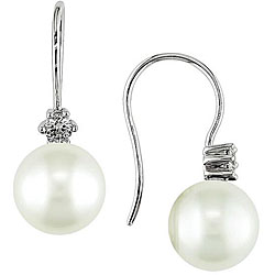 14k Gold SS Pearl, 1/4ct TDW Diamond Earrings (10-11 mm) (H-I, SI)