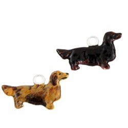 Sterling Silver Enamel Long-haired Dachshund Dog Charm