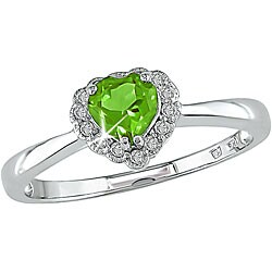 10k White Gold Peridot and Heart-shaped Ring