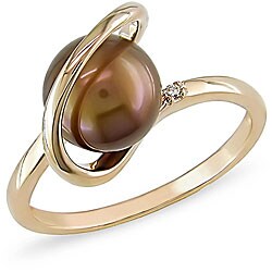 14k Yellow Gold Brown Freshwater Pearl Ring (8 mm)