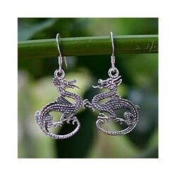 Sterling Silver 'Dragon Duet' Earrings (Thailand)