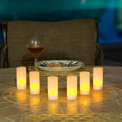 Outdoor Illuminations Rechargeable Flickering Candle Lights (Set of 6)