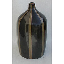 Handmade Black/ Green Striped Vase (Nicaragua)