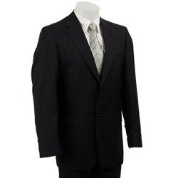Claiborne Men's Navy Multistripe Wool 2-button Athletic Cut Suit