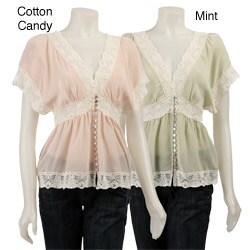 C.C. Couture Women's Lace Trim Blouse