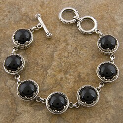 Sterling Silver 'Cawi' Black Onyx Toggle Bracelet (12.7 mm) (Indonesia)