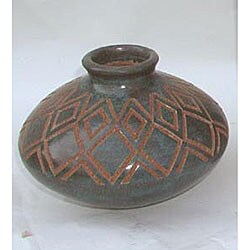Handmade Blue Carved Vase (Nicaragua)
