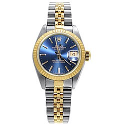Pre-owned Rolex Datejust Women's Two-tone Blue Dial Watch