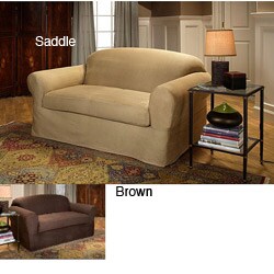 Morgan Faux Leather 2-piece Separate Seat Loveseat Slipcover