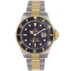 Pre-owned Rolex Submariner Men's Two-tone Black Dial Watch