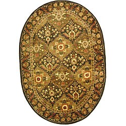 Tabriz Olive Oval Rug (7'6 x 9'6)