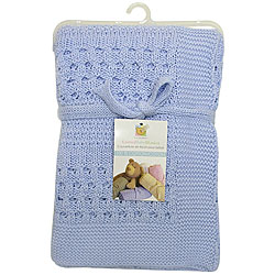 Piccolo Bambino Blue Cotton Knitted Baby Blanket