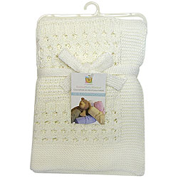 Piccolo Bambino White Cotton Knitted Baby Blanket