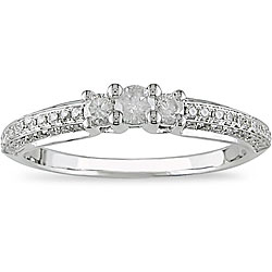 14k White Gold 1/2ct TDW Diamond 3-stone Ring (I-J, I2-I3)