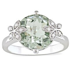 14k Gold Green Amethyst Diamond Ring