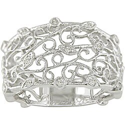 10k White Gold 1/10ct TDW Diamond Filigree Ring