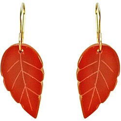 10k Yellow Gold Carnelian Leaf Earrings