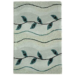 Vines Light Grey New Zealand Wool Rug (2' x 3')