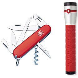 Swiss Army Red Camper Knife with LED Flashlight  