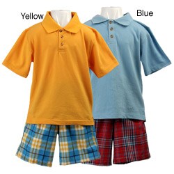 FINAL SALE High Energy Toddler Boy's 2-piece Shirt/ Plaid Shorts Set