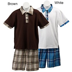 FINAL SALE High Energy Boy's 2-piece Shirt/ Plaid Shorts Set