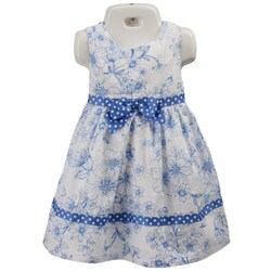 FINAL SALE Rare Editions Infant Girl's 2-piece White/ Blue Dress Set