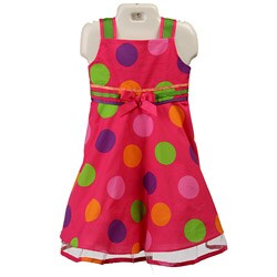 FINAL SALE Rare Editions Toddler Girl's Large Dot Pink Dress