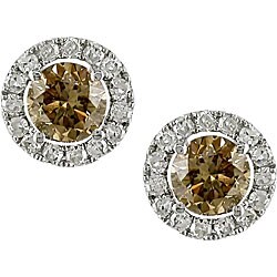 14k Gold 1ct TDW Brown/ White Diamond Stud Earrings (H-I, I1-I2)