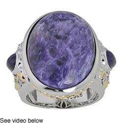 Michael Valitutti Palladium Silver Charoite Ring
