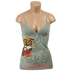 Ed Hardy Women's Light Green/ Tiger Thermal Camisole